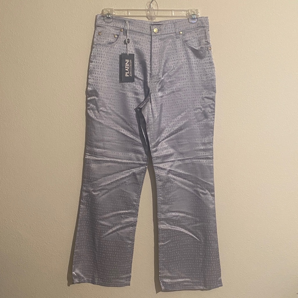 PLATINI JEANS Ghacham Cougar Wide Leg Pants Silk-look Women's Size 32